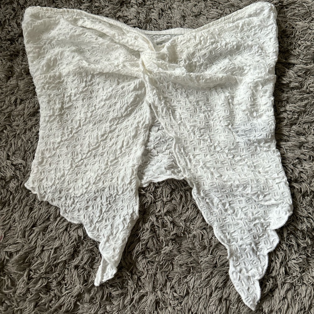 Women’s White Split Front Strapless Top